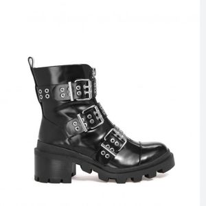 Alice + Olivia, Black with Silver Hardware Combat Boots